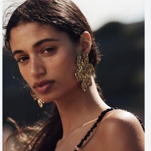 Zara Gold Statement Floral Earrings